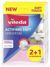 Vileda Vileda Sada 3 víceúčelových utěrek Růžová savá Acifibre Soft