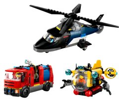 LEGO City 60462 Remix: Helikoptéra, hasičský vůz a ponorka