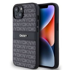 DKNY Zadní Kryt PU Leather Repeat Pattern Tonal Stripe pro iPhone 14 černý