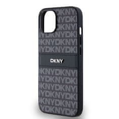 DKNY Zadní Kryt PU Leather Repeat Pattern Tonal Stripe pro iPhone 14 černý