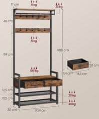 Songmics Předsíňový věšák s botníkem Vasagle Dero hnědo-černý