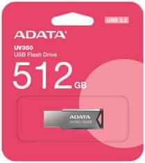 ADATA FlashDrive UV350 512GB / USB 3.2 Gen1 / stříbrná