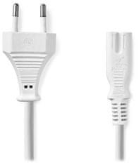 Nedis napájecí kabel pro adaptéry/ Euro zástrčka - konektor IEC-320-C7/ přímý-přímý/ dvoulinka/ bílý/ bulk/ 5m