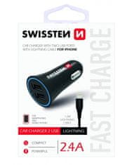 SWISSTEN cl adaptér 2,4a power 2x usb + kabel lightning