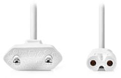 Nedis napájecí kabel pro adaptéry/ Euro zástrčka - konektor IEC-320-C7/ přímý-přímý/ dvoulinka/ bílý/ bulk/ 5m