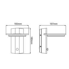 ACA ACA Lighting LED SMD venkovní nástěnné svítidlo se senzorem 7W 440LM 145d 230V AC 3.000K tmavá šedá CRI80 IP54 30.000hod LG8205GPIR