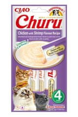 Inaba Churu cat snack Kuře s krevetovou příchutí 4x 14g