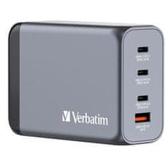 Verbatim Cestovní adaptér GNC-240, GaN zástrčka, 3x USB-C PD 140W 100W 65W, 1xUSB-A QC 3.0, Verbatim