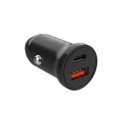 Fixed Autonabíječka s USB-C a USB výstupem a podporou PD, 20W, černá