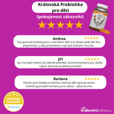 Kralovstvizdravi 2+1 Královská Probiotika pro děti, komplex laktobacilů a bifidobakterií s vitamíny B3, B5, B6, 3x60 gumových bonbónů