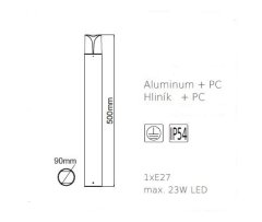 ACA Lightning  Zahradní svítidlo PHOIBE max. 40W/E27/230V/IP54/500mm, tmavě šedé