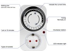 X-Site TimeBest spínací zásuvka s časovačem,mechanická GMT04A-GR