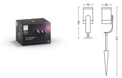 Philips Hue LED White and Color Ambiance Venkovní spotové zemní/ nástěnné svítidlo Philips Lily 17414/30/P7 set 3ks 2000K-6500K RGB