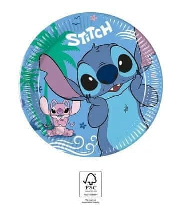 Párty papírové talíře Stitch a Angel - 19 cm - 8 ks