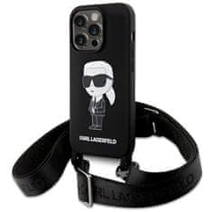 Karl Lagerfeld Kryt Karl Lagerfeld KLHCP15XSCBSKNK Apple iPhone 15 Pro Max hardcase Crossbody Silicone Ikonik black