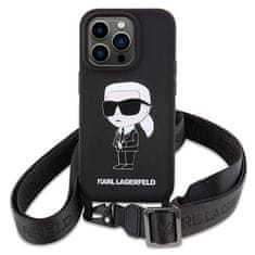 Karl Lagerfeld Kryt Karl Lagerfeld KLHCP15XSCBSKNK Apple iPhone 15 Pro Max hardcase Crossbody Silicone Ikonik black