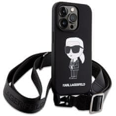 Karl Lagerfeld Kryt Karl Lagerfeld KLHCP15XSCBSKNK Apple iPhone 15 Pro Max hardcase Crossbody Silicone Ikonik black