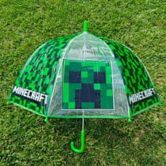 CurePink Skládací deštník s rukojetí Minecraft: Creeper (průměr 96 cm)