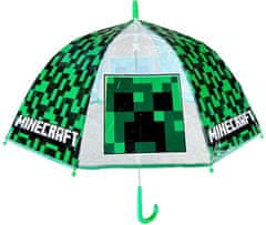 CurePink Skládací deštník s rukojetí Minecraft: Creeper (průměr 96 cm)