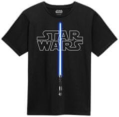 CurePink Pánské tričko Star Wars|Hvězdné války: Svítící ve tmě - Světelný meč (XL) černá bavlna