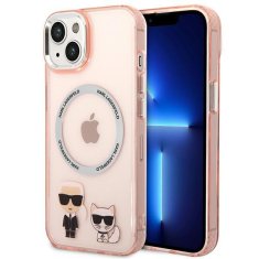 Karl Lagerfeld KLHMP14MHKCP hard silikonové pouzdro iPhone 14 PLUS 6.7" pink Karl & Choupette Aluminium Magsafe