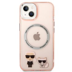 Karl Lagerfeld KLHMP14MHKCP hard silikonové pouzdro iPhone 14 PLUS 6.7" pink Karl & Choupette Aluminium Magsafe