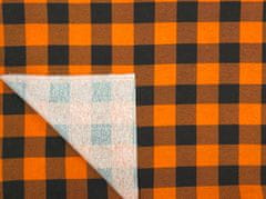 Mirtex Látka FLANEL 165 (K6 kostky velké oranžově-černé) -150cm / , 1 běžný metr