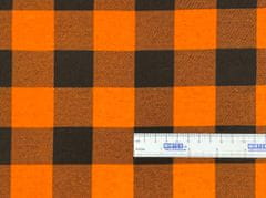 Mirtex Látka FLANEL 165 (K6 kostky velké oranžově-černé) -150cm / , 1 běžný metr