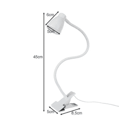 Izoxis Stolní lampa s klipem 19455, bílá, 3 barvy osvětlení, 10 úrovní intenzity