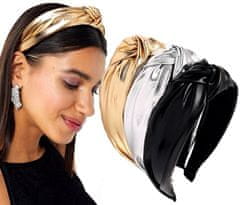 Camerazar Elegantní Dámský Turban na Vlasy s Širokým Uzlem, 16 cm, Plast, 3.5 cm