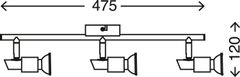 BRILONER BRILONER Bodové svítidlo 47,5 cm 3xGU10 9W 840lm matný nikl BRI 2907-032