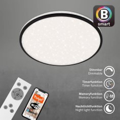 BRILONER BRILONER Hvězdné nebe CCT LED stropní svítidlo, pr. 49 cm, 42 W, 4500 lm, černá BRILO 3065-015