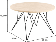 Actona Konferenční stolek Prunus 80 cm béžový mramor/černý