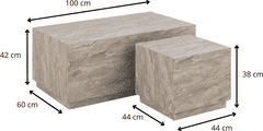 Actona Sada 2 ks konferenčních stolků Dice hnědý mramor 