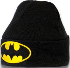 CurePink Zimní dětská pletená čepice DC Comics: Batman Logo (univerzální) černá