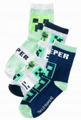 CurePink Dětské ponožky Minecraft: Creeper Ikony set 3 párů (EU 27-30)