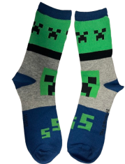 CurePink Dětské ponožky Minecraft: Ikony Creeper set 2 párů (EU 19-20)