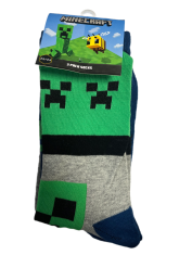 CurePink Dětské ponožky Minecraft: Ikony Creeper set 2 párů (EU 19-20)