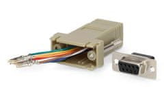 Nedis serial adaptér/ zásuvka D-SUB 9-Pin - zásuvka RJ45/ pooniklovaný/ slonovinová kost/ blistr