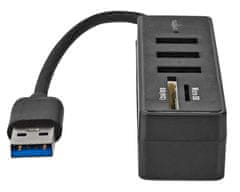 Nedis USB hub/ zástrčka USB-A zástrčka/ 3x zásuvka USB-A/ 5 Portů/ USB 3.2 Gen 1/ 5 Gbps/ SD & MicroSD/ černý/ blistr