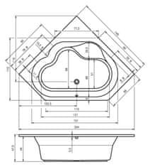 Riho Akrylátová vana RIHO Winnipeg, asymetrická, volně stojící 1450*1450, bílá, BA48