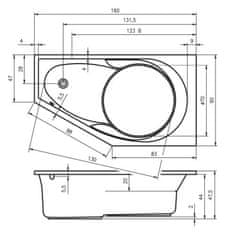 Riho Akrylátová vana RIHO Yukon L, asymetrická 1600*900, bílá, BA35
