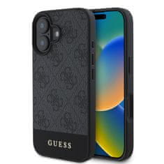 Guess Zadní kryt PU 4G Stripe pro iPhone 16 Grey