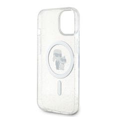 Karl Lagerfeld  IML Glitter Karl and Choupette MagSafe Zadní Kryt pro iPhone 15 Transparent