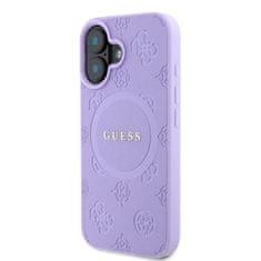 Guess Zadní kryt Saffiano Peony Stamp MagSafe pro iPhone 16 Purple