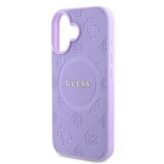 Guess Zadní kryt Saffiano Peony Stamp MagSafe pro iPhone 16 Purple