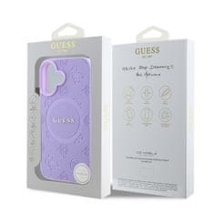 Guess Zadní kryt Saffiano Peony Stamp MagSafe pro iPhone 16 Purple