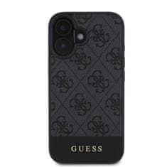 Guess Zadní kryt PU 4G Stripe pro iPhone 16 Grey