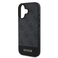 Guess Zadní kryt PU 4G Stripe pro iPhone 16 Grey