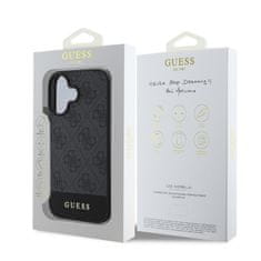 Guess Zadní kryt PU 4G Stripe pro iPhone 16 Grey